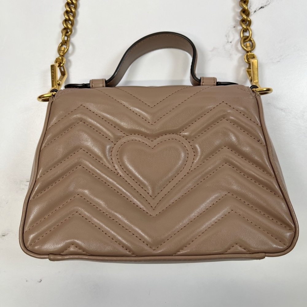 Gucci GG Mini Top Handle Marmont Chevron Shoulder Bag Crossbody Handbag Purse - Picture 3 of 10